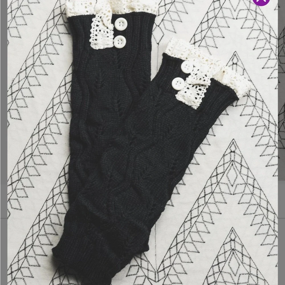 Black Lace-Trim Boot Tops